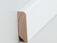 Massivholz Sockelleiste rund 16 x 58 mm Buche deckend weiß