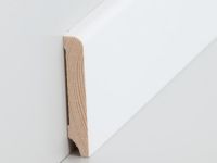 Massivholz Sockelleiste rund 10 x 60 mm Kiefer deckend weiß