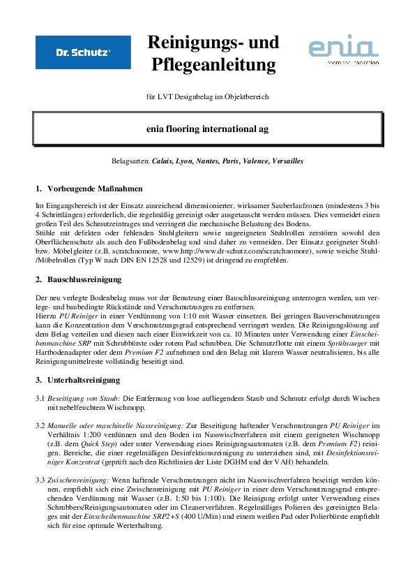 Pflegeanleitung Objektbereich PDF